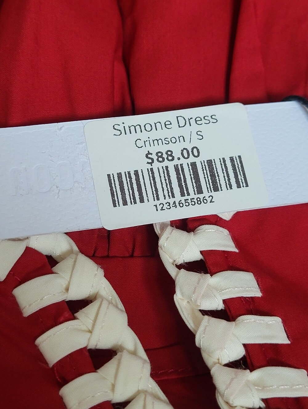 Day+Moon Simone Contrast Stitch Drop Waist Dress in Crimson - Picture 8 of 11